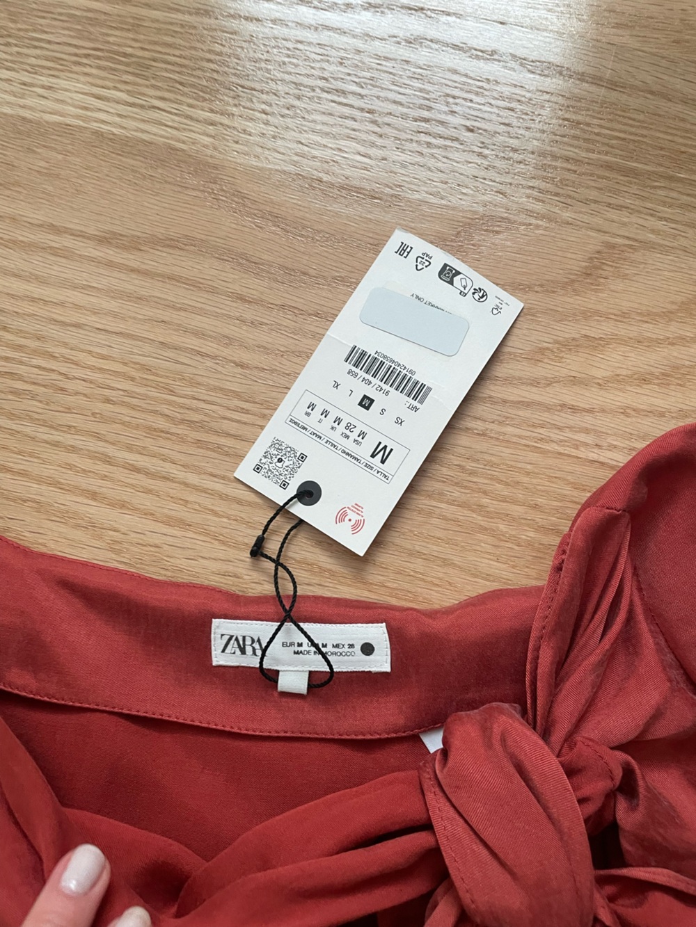NEW Zara Women's Red Wrap Midi Skirt with Tie - Picture 3 of 5